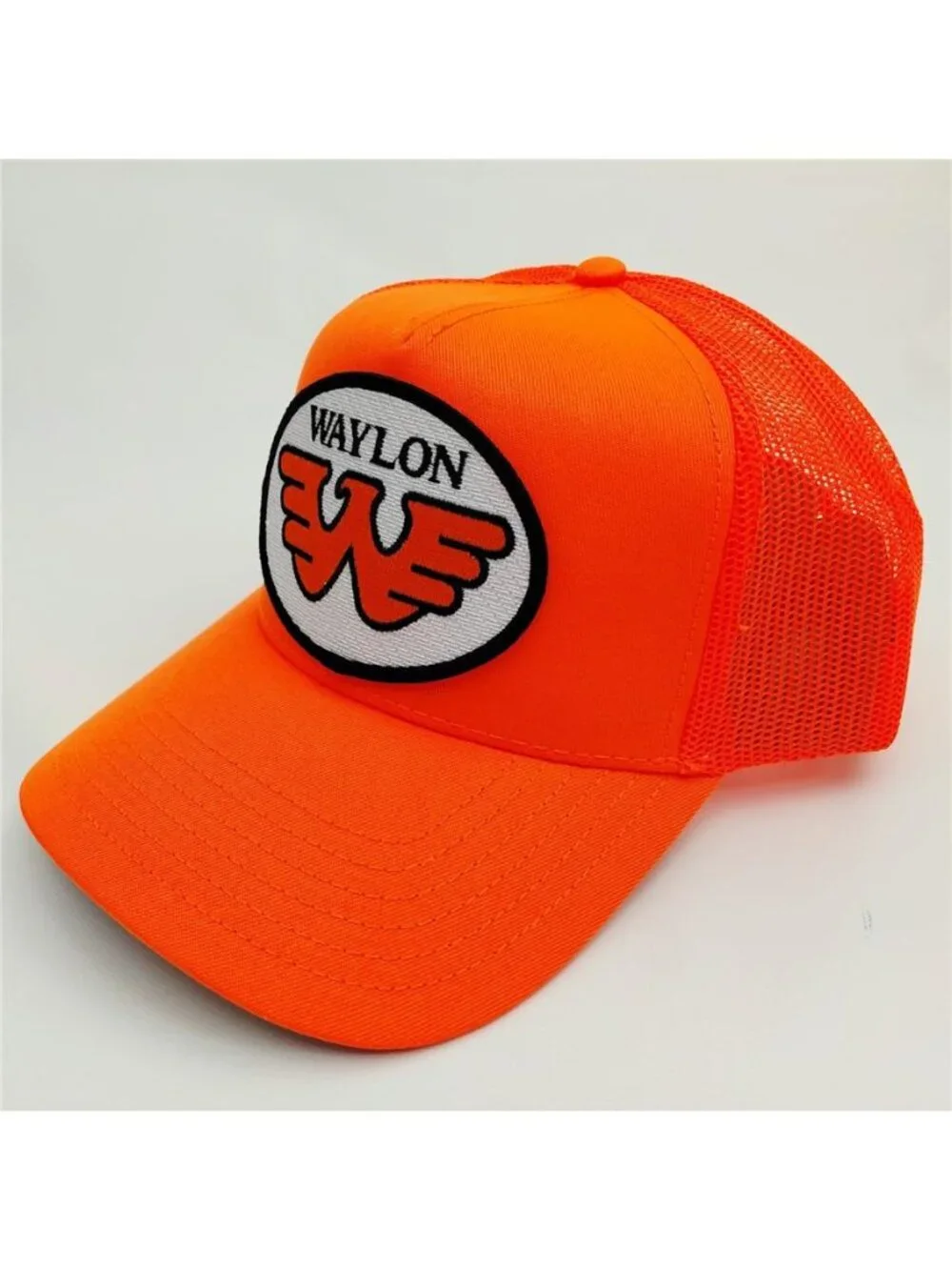 Retro Waylon Trucker Hat Vintage Outlaw Country Music Patch Snapback Orange Neon